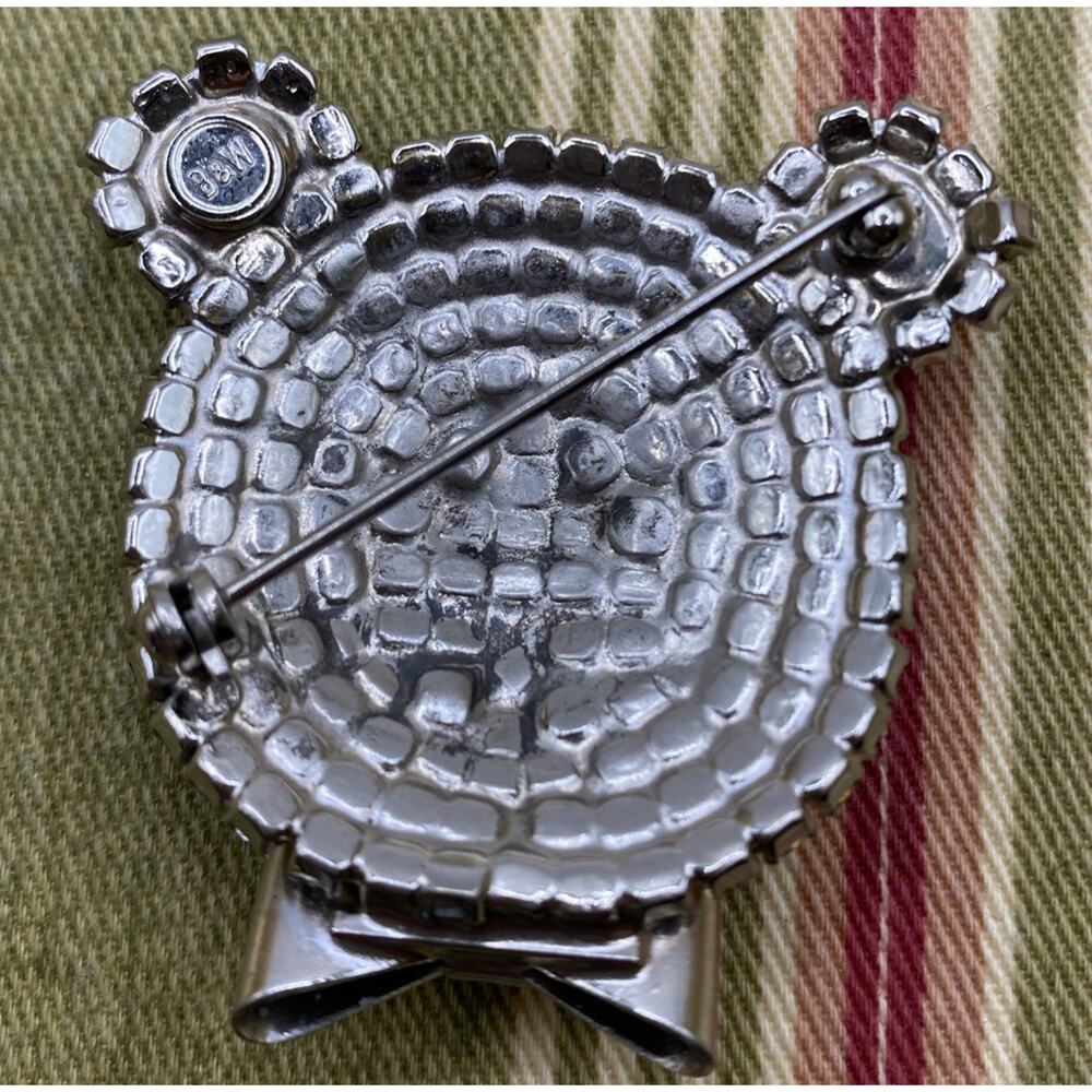 Vintage 60s Butler and Wilson Rhinestone Clear Crystal Teddy Bear Brooch - Picture 2 of 4
